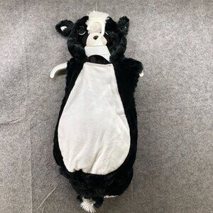 Baby 12-18M Skunk Costume Hooded Plush Black White Tail Halloween